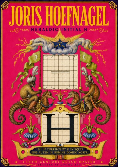 Joris Hoefnagel Heraldic Initial H No6 - Plakat
