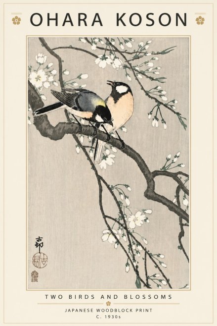 Ohara Koson Two Birds and Blossoms No5 - Plakat