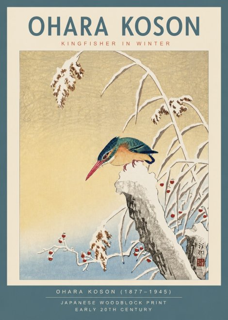 Ohara Koson Kingfisher in Winter I No2 - Plakat