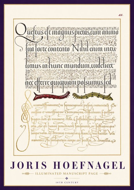 Joris Hoefnagel Illuminated Manuscript Page I No3 - Plakat