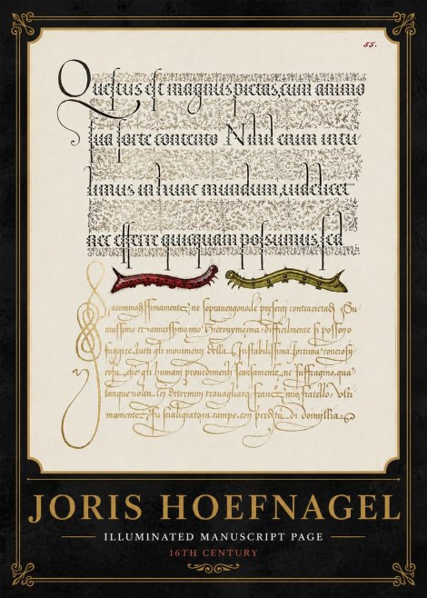 Joris Hoefnagel Illuminated Manuscript Page I No5 - Plakat