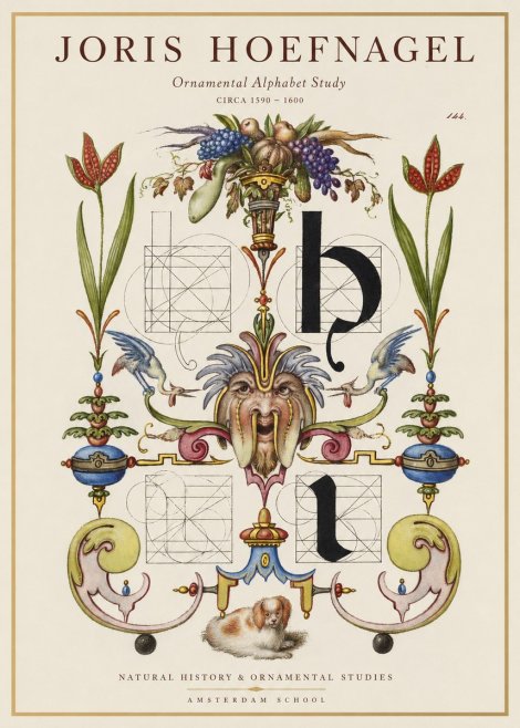 Joris Hoefnagel Floral Grotesque with Putto No2 - Plakat