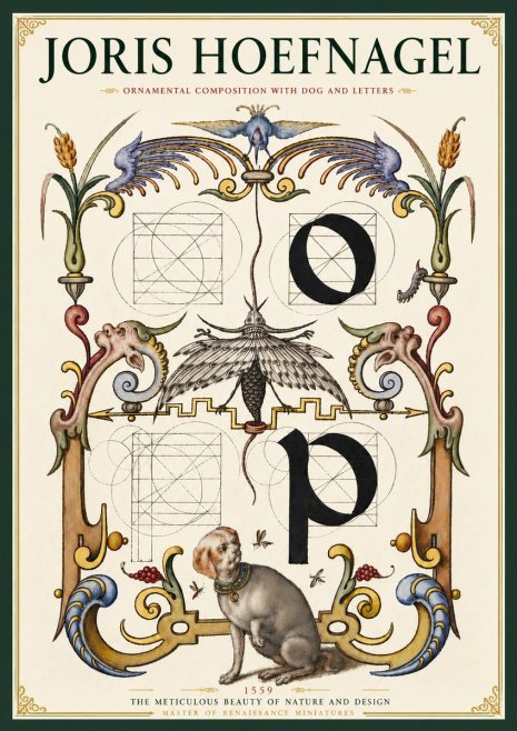 Joris Hoefnagel Ornamental Composition with Dog and Letters No4 - Plakat
