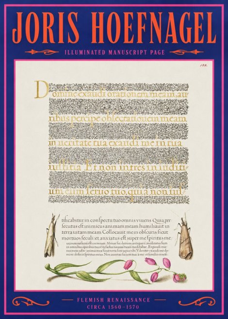 Joris Hoefnagel Illuminated Manuscript Page II No2 - Plakat
