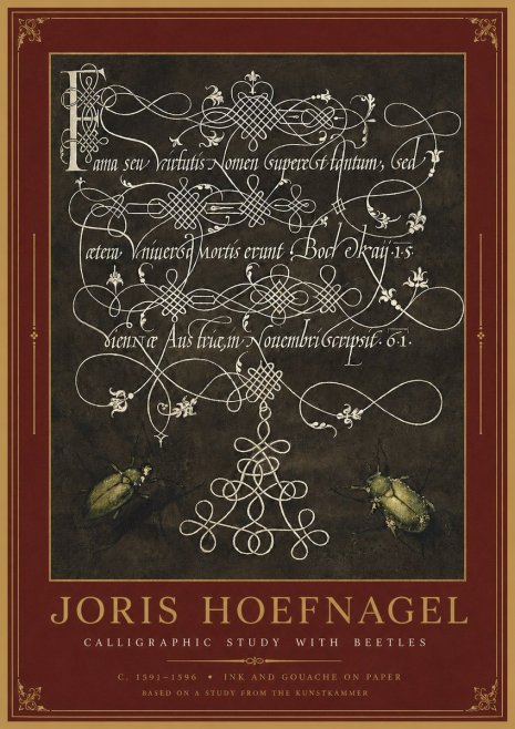 Joris Hoefnagel Calligraphic Study with Beetles No2 - Plakat
