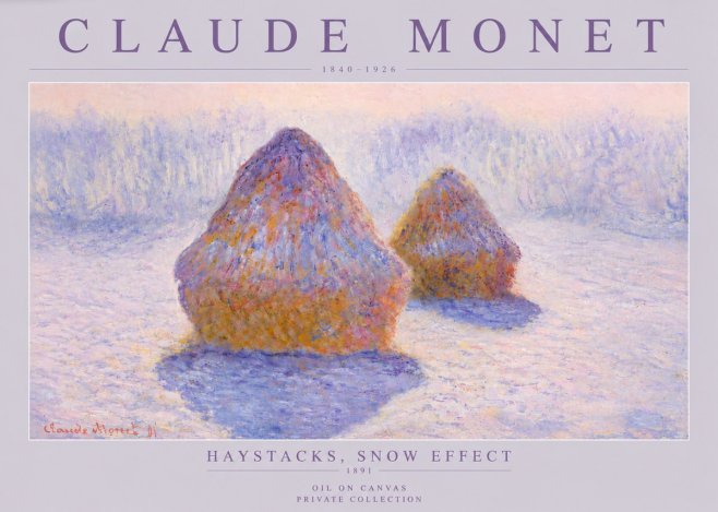 Monet Haystacks, Snow Effect No4 - Plakat