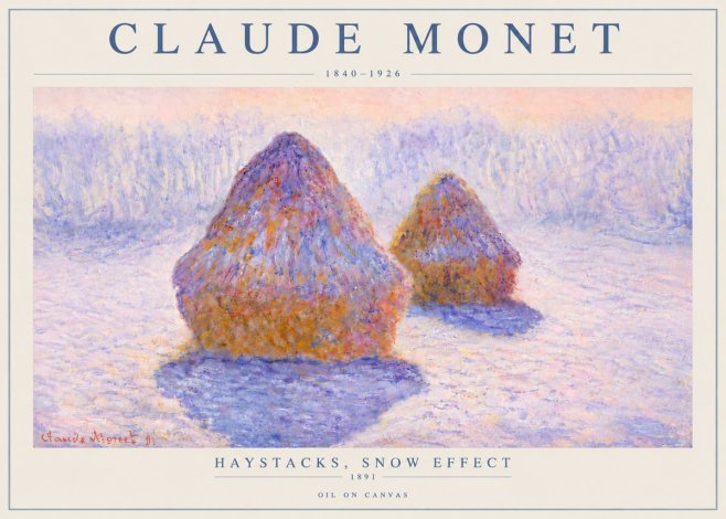 Monet Haystacks, Snow Effect No6 - Plakat