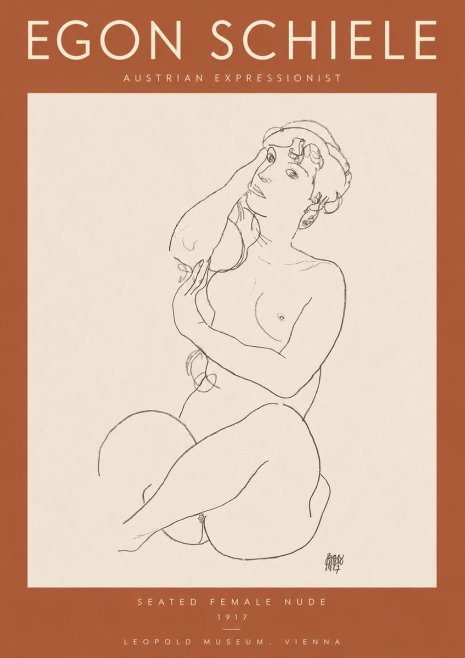 Schiele Seated Female Nude No3 - Plakat