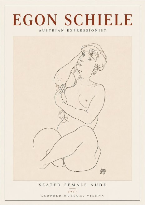 Schiele Seated Female Nude No4 - Plakat