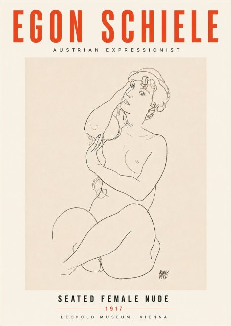 Schiele Seated Female Nude No6 - Plakat