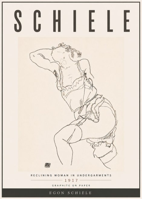 Schiele Reclining Woman in Undergarments No6 - Plakat