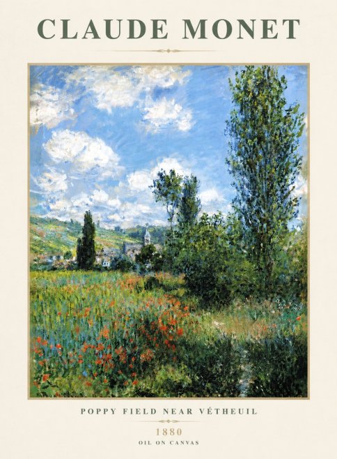 Monet Poppy Field Near Vétheuil No3 - Plakat