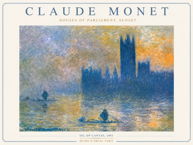 Monet Houses of Parliament, Sunset No5 - Plakat