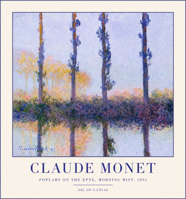 Monet Poplars on the Epte, Morning Mist, 1891 No3 - Plakat