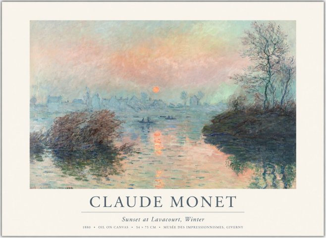 Monet Sunset at Lavacourt, Winter No1 - Plakat