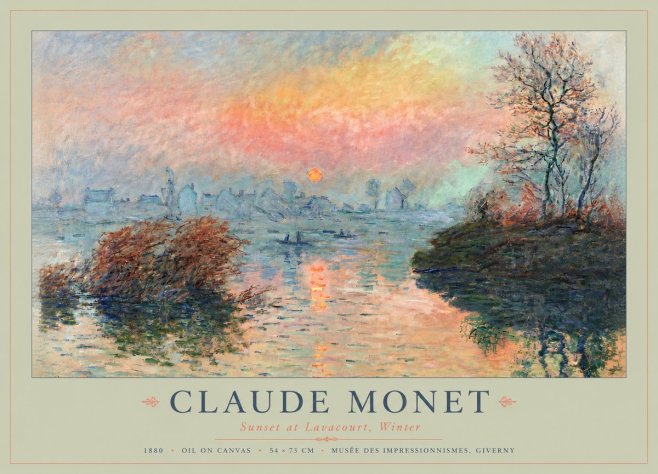 Monet Sunset at Lavacourt, Winter No4 - Plakat