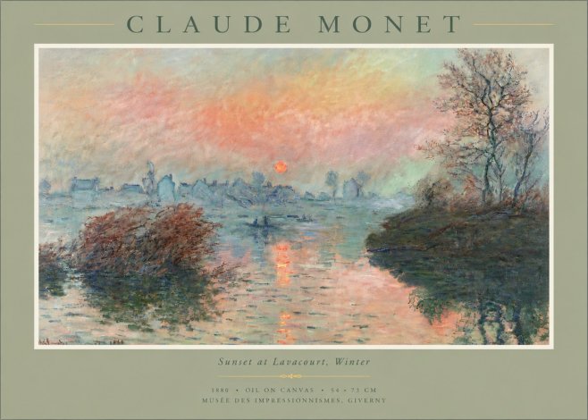 Monet Sunset at Lavacourt, Winter No6 - Plakat