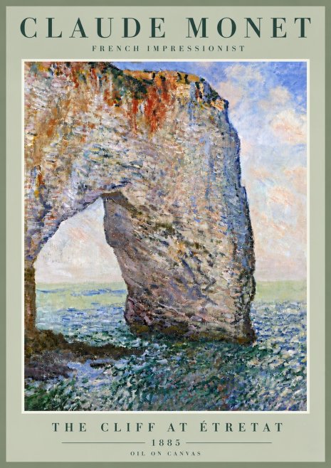 Monet The Cliff at Étretat No5 - Plakat