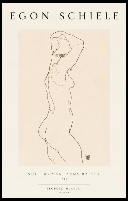 Schiele Nude Woman, Arms Raised No1 - Plakat