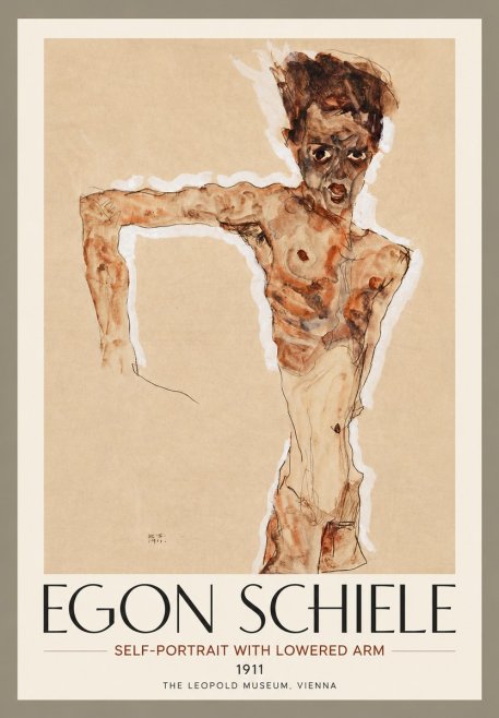 Schiele Self-portrait with Lowered Arm No4 - Plakat