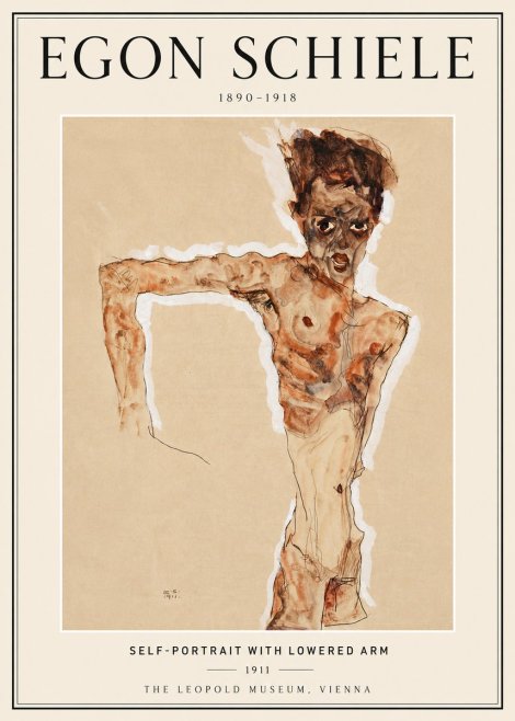 Schiele Self-portrait with Lowered Arm No6 - Plakat