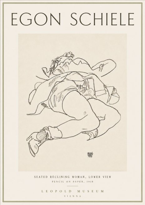 Schiele Seated Reclining Woman, Lower View No4 - Plakat