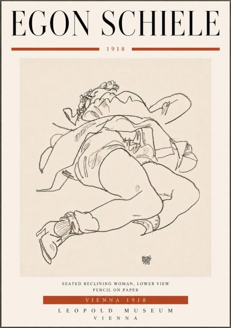 Schiele Seated Reclining Woman, Lower View No6 - Plakat