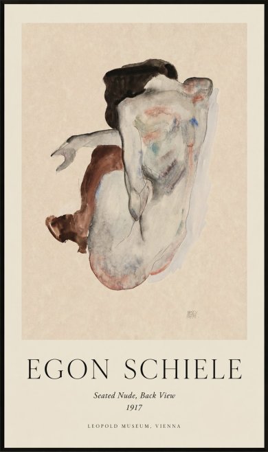 Schiele Seated Nude, Back View No1 - Plakat