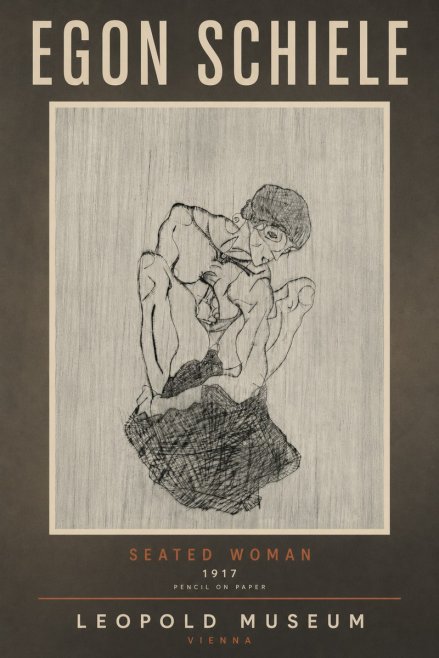 Schiele Seated Woman No6 - Plakat