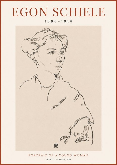 Schiele Portrait of a Young Woman No1 - Plakat