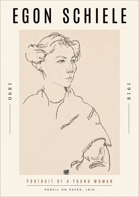 Schiele Portrait of a Young Woman No3 - Plakat