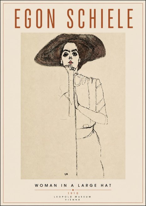 Schiele Woman in a Large Hat No4 - Plakat