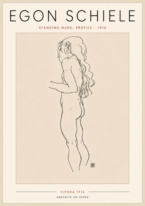 Schiele Standing Nude, Profile No5 - Plakat