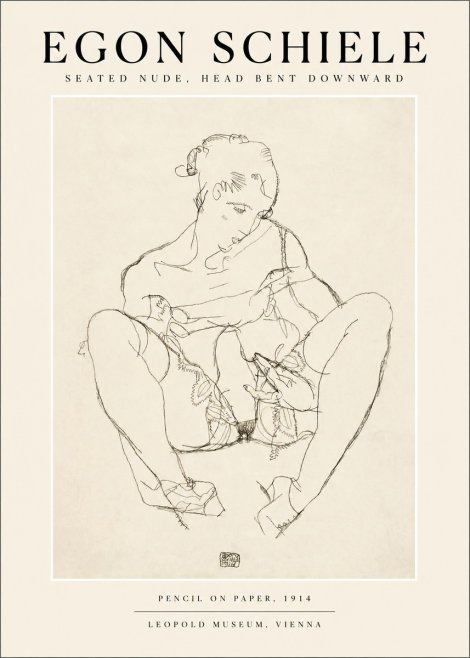 Schiele Seated Nude, Head Bent Downward No1 - Plakat