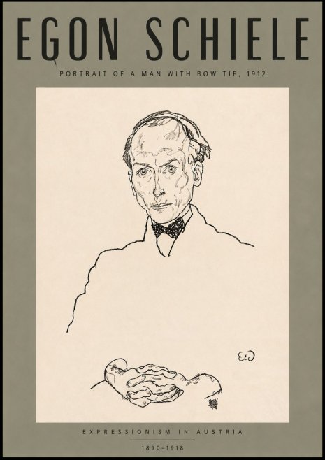 Schiele Portrait of a Man with Bow Tie, 1912 No4 - Plakat