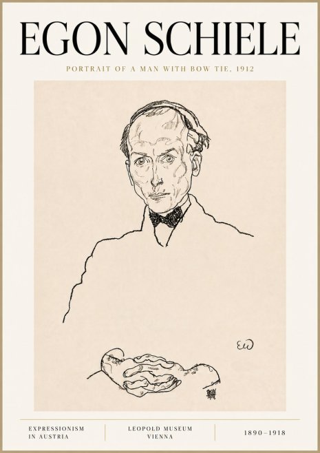 Schiele Portrait of a Man with Bow Tie, 1912 No6 - Plakat