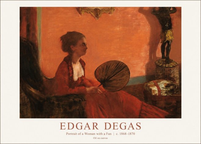 Edgar Degas Portrait of a Woman with a Fan No1 - Plakat