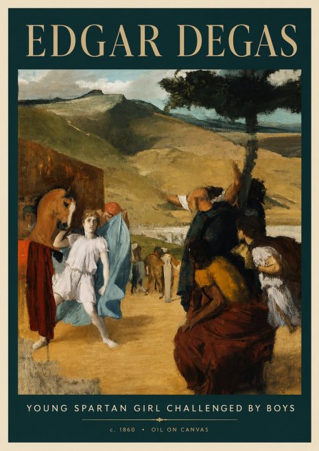 Edgar Degas Young Spartan Girl Challenged by Boys No4 - Plakat