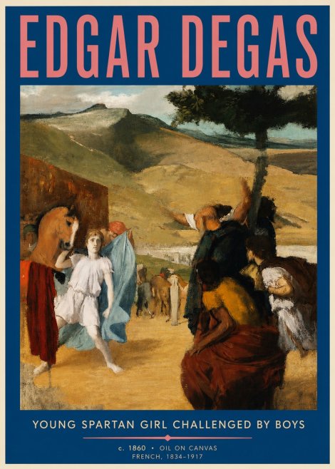 Edgar Degas Young Spartan Girl Challenged by Boys No6 - Plakat