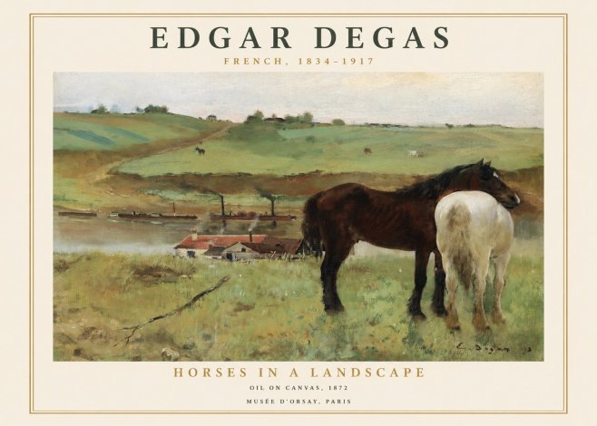 Edgar Degas Horses in a Landscape No1 - Plakat