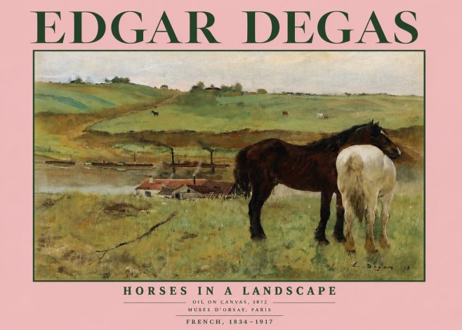 Edgar Degas Horses in a Landscape No5 - Plakat