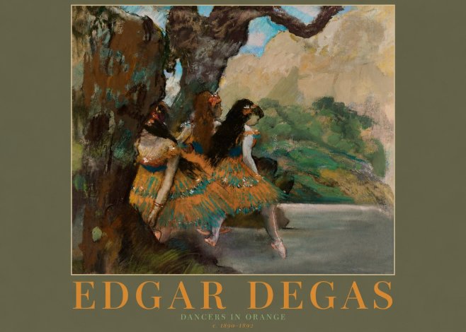 Edgar Degas Dancers in Orange No2 - Plakat