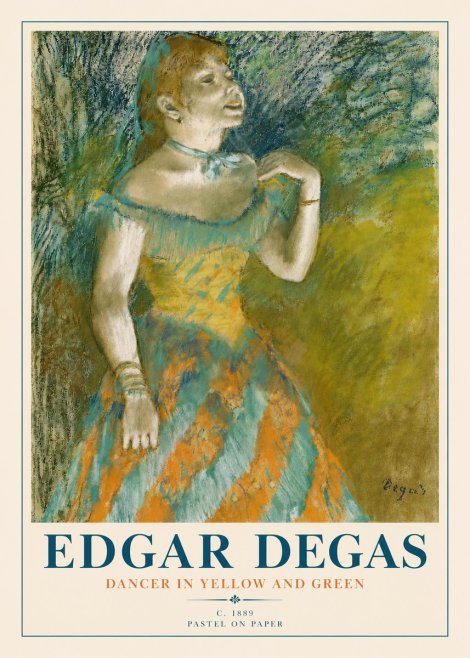 Edgar Degas Dancer in Yellow and Green No4 - Plakat