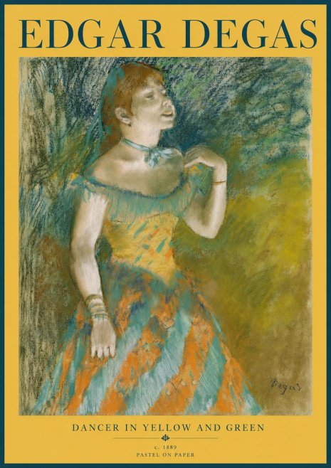 Edgar Degas Dancer in Yellow and Green No5 - Plakat