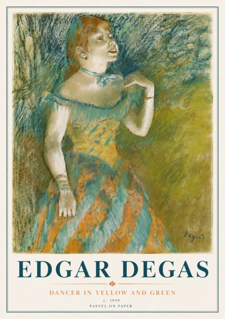 Edgar Degas Dancer in Yellow and Green No6 - Plakat