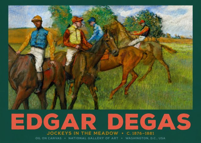 Edgar Degas Jockeys in the Meadow No2 - Plakat