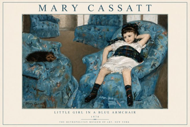 Mary Cassatt Little Girl in a Blue Armchair No6 - Plakat
