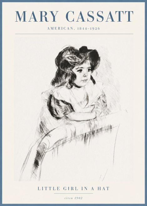 Mary Cassatt Little Girl in a Hat No3 - Plakat