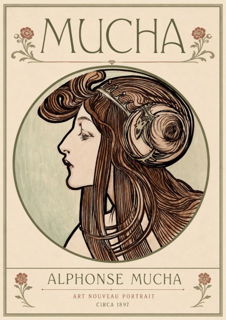Mucha Art Nouveau Portrait II No3 - Plakat