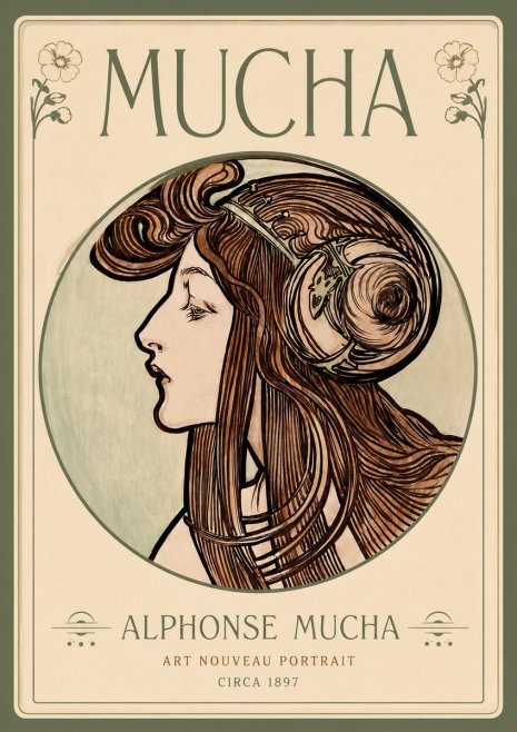Mucha Art Nouveau Portrait II No4 - Plakat